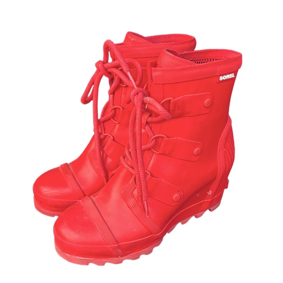 Sorel Shoes - Sorel Wedge Rain Boots Red Size 7